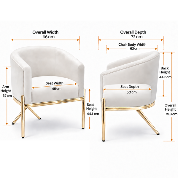Artiss Armchair Velvet Lounge Accent Chair Nursing Sofa White, Single Sofa Armchair for Living Room, Bedroom, Office and Vanity. Awezingly
