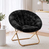 Artiss Cozy Saucer Chair Soft Faux Fur Folding Accent Chair for Bedroom Black