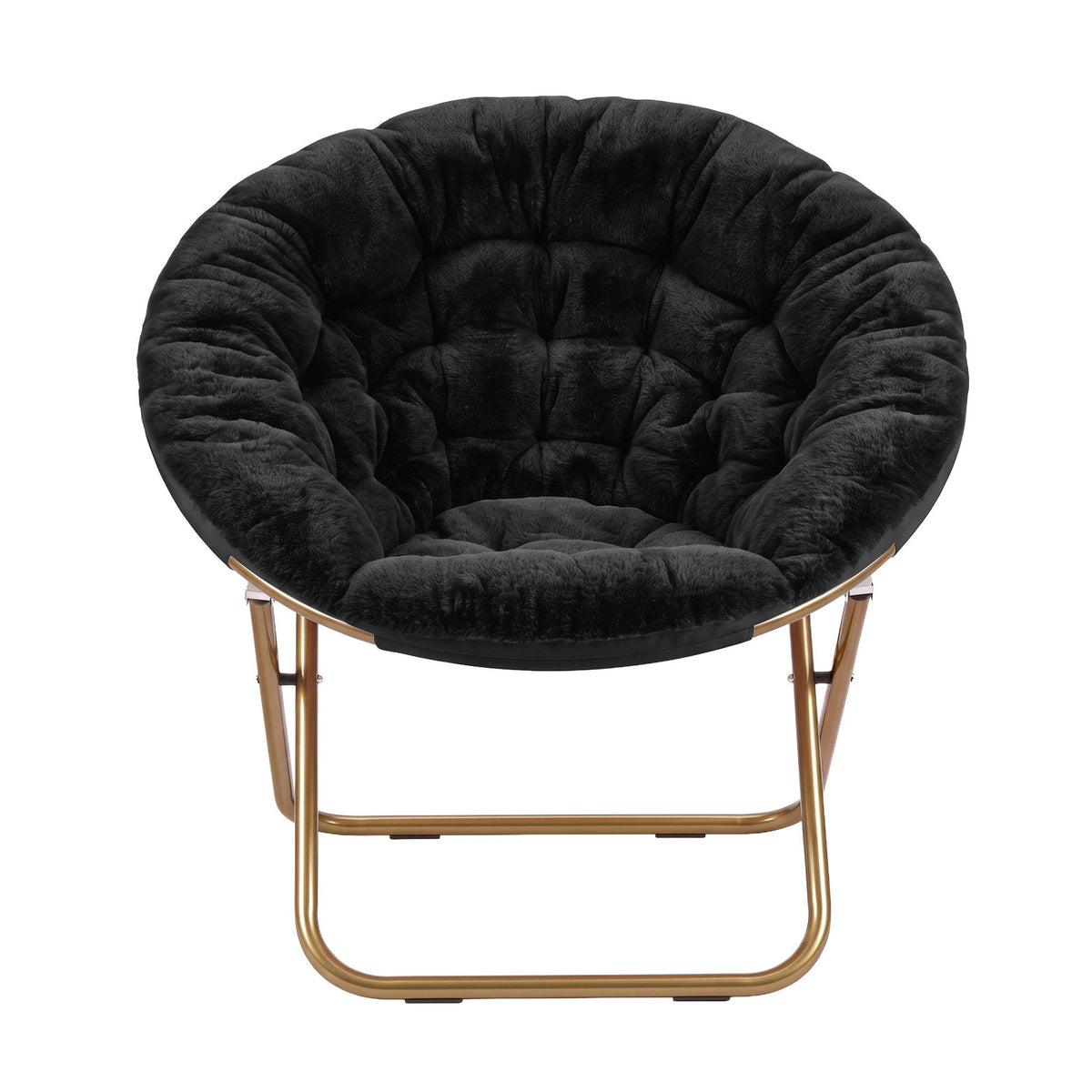 Artiss Cozy Saucer Chair Soft Faux Fur Folding Accent Chair for Bedroom Black Artiss