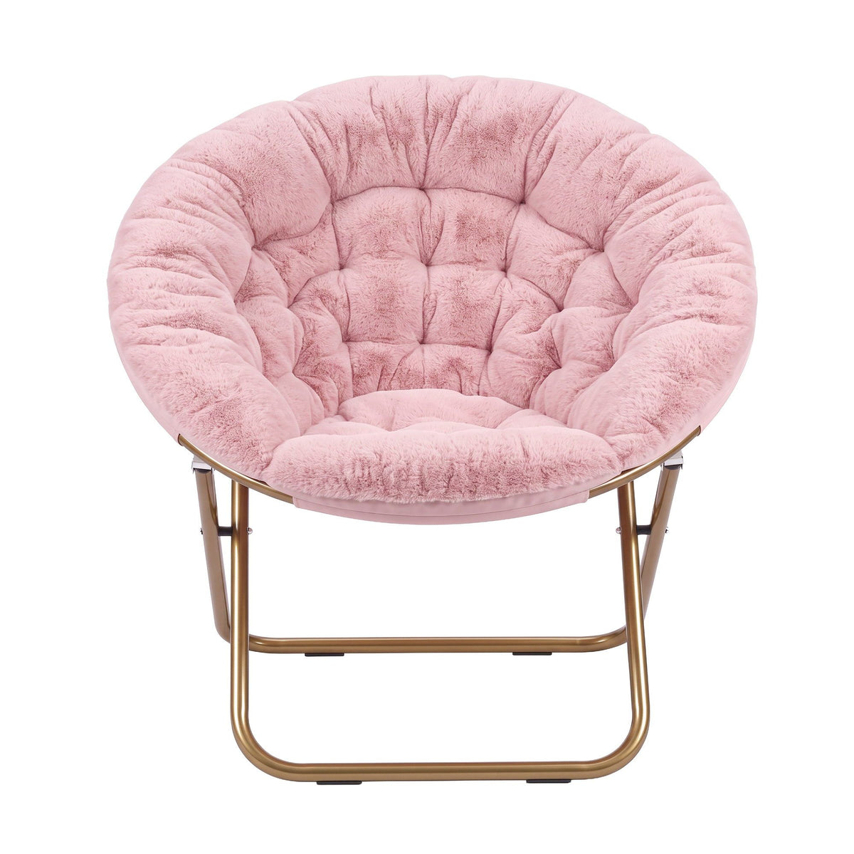 Artiss Cozy Saucer Chair Soft Faux Fur Folding Accent Chair for Bedroom Pink Artiss