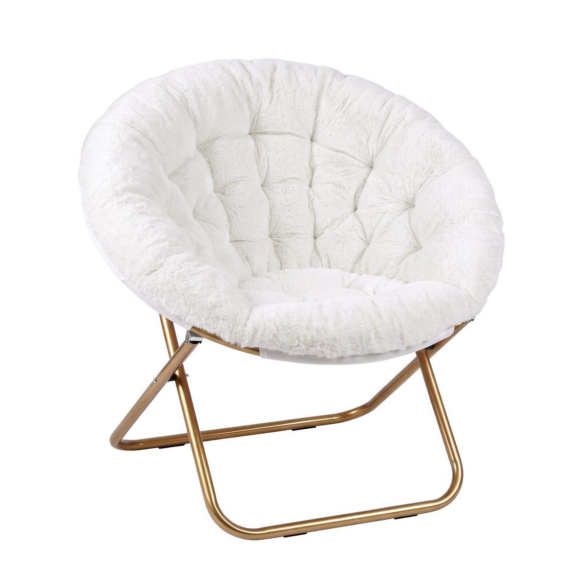 Artiss Cozy Saucer Chair Soft Faux Fur Folding Accent Chair for Bedroom White Artiss