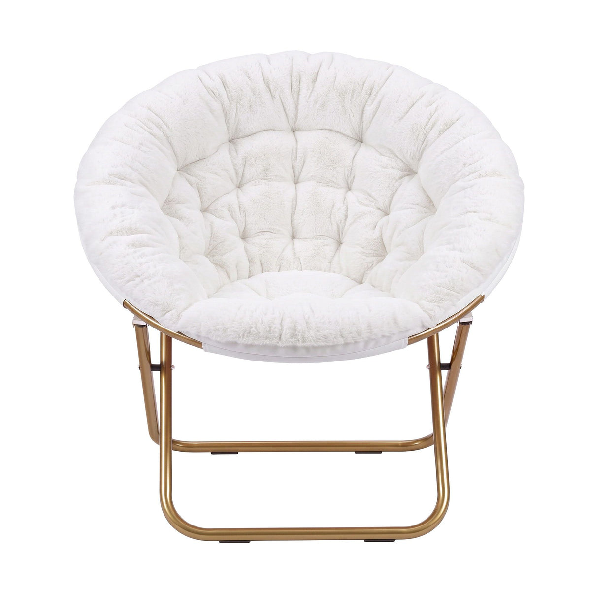 Artiss Cozy Saucer Chair Soft Faux Fur Folding Accent Chair for Bedroom White Artiss