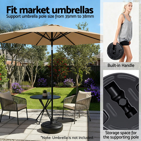 Instahut Outdoor Umbrella Base Weight Round Plastic Pole Holder 35-38mm Beach Awezingly