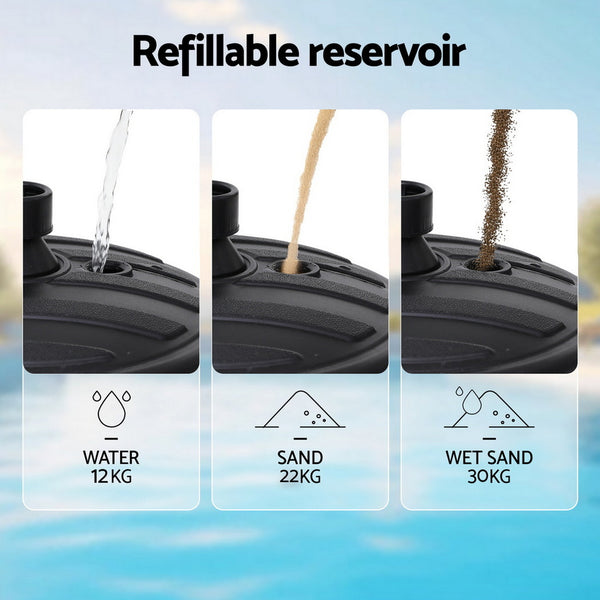 Instahut Outdoor Umbrella Base Weight Round Plastic Pole Holder 35-38mm Beach Awezingly