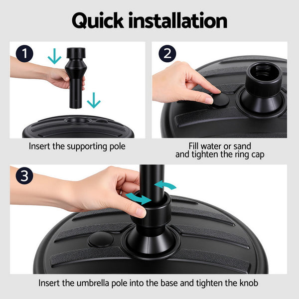 Instahut Outdoor Umbrella Base Weight Round Plastic Pole Holder 35-38mm Beach Awezingly