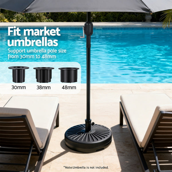 Instahut Outdoor Umbrella Base Weight Round Plastic Pole Holder 30-48mm Beach Awezingly