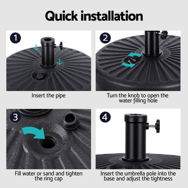 Instahut Outdoor Umbrella Base Weight Round Plastic Pole Holder 30-48mm Beach Awezingly