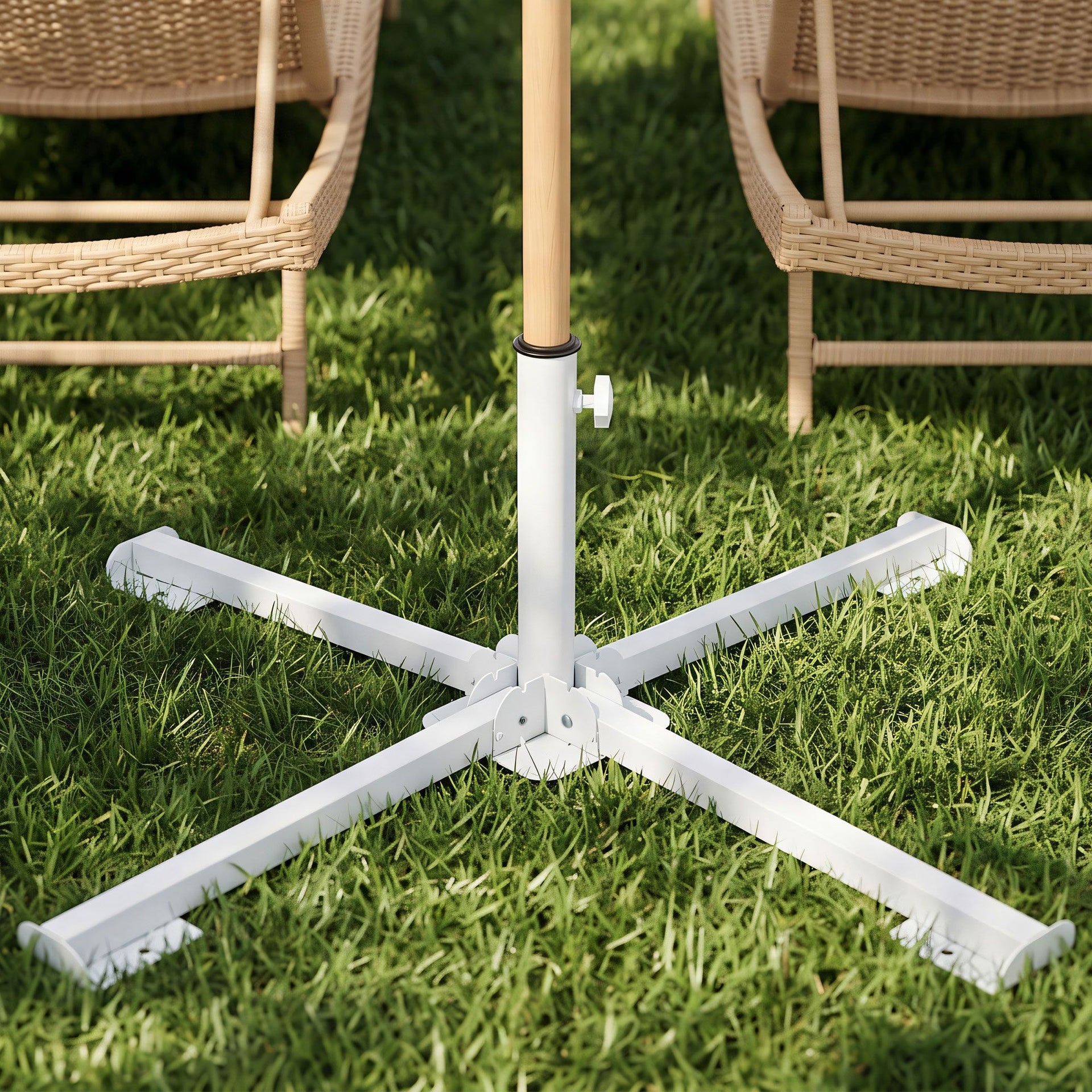 Instahut Outdoor Umbrellas Base Steel Umbrella Holder 25 to 35mm White Awezingly