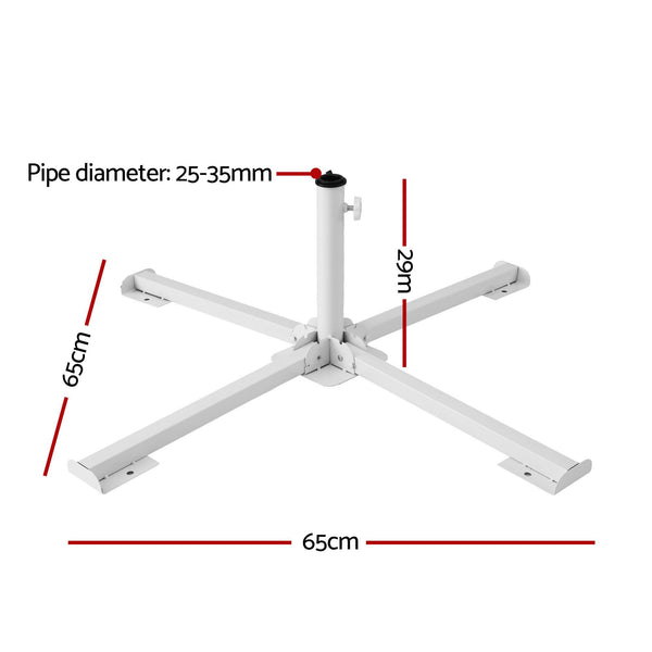 Instahut Outdoor Umbrellas Base Steel Umbrella Holder 25 to 35mm White Awezingly