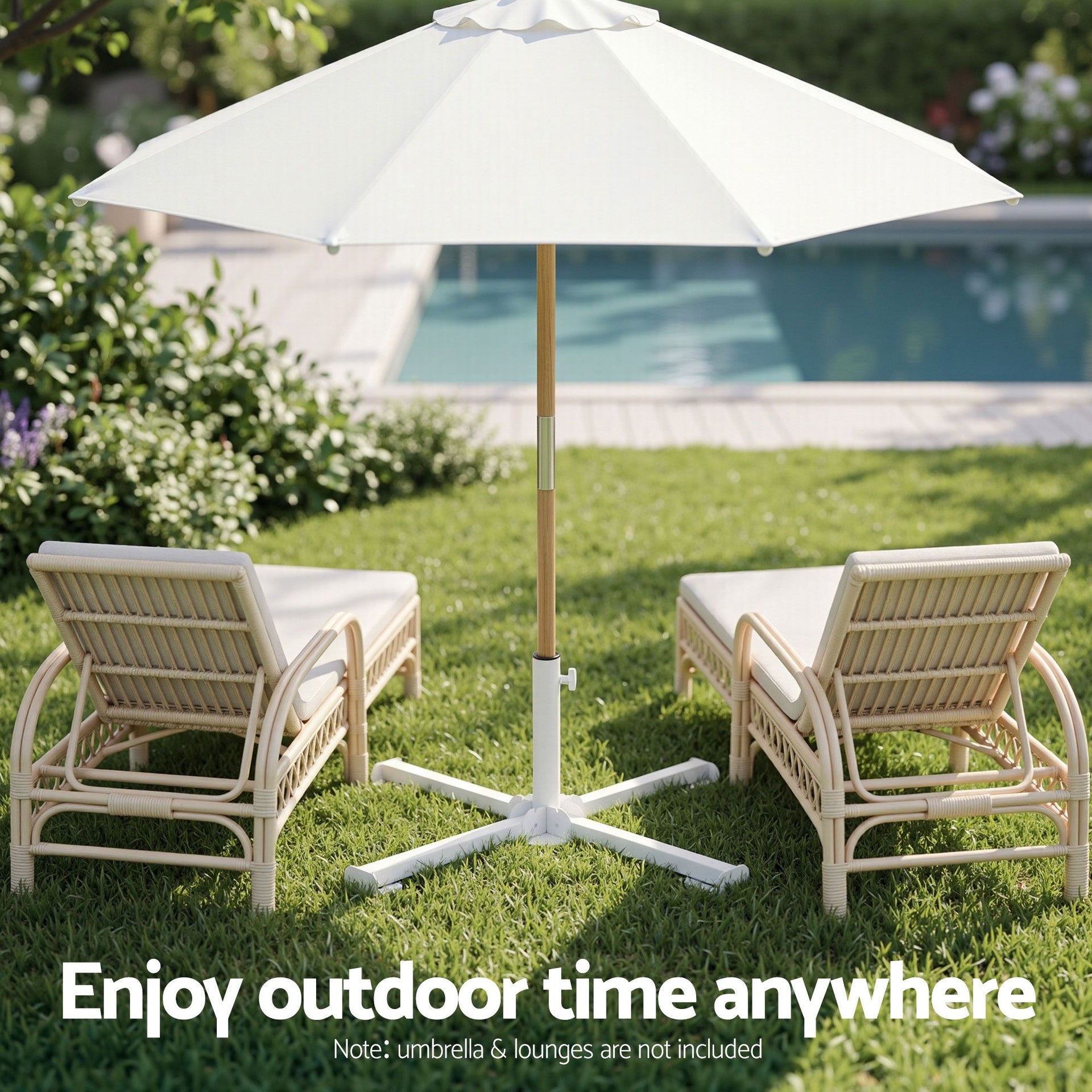Instahut Outdoor Umbrellas Base Steel Umbrella Holder 25 to 35mm White Awezingly