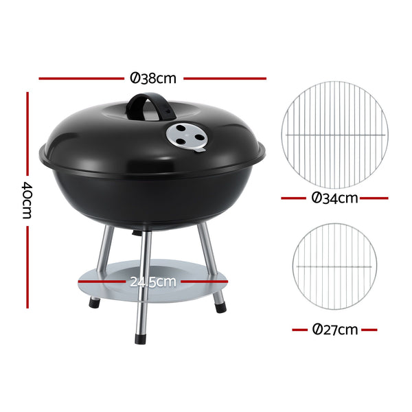 Grillz Charcoal BBQ Grill Portable with Lid for Camping Outdoor Awezingly