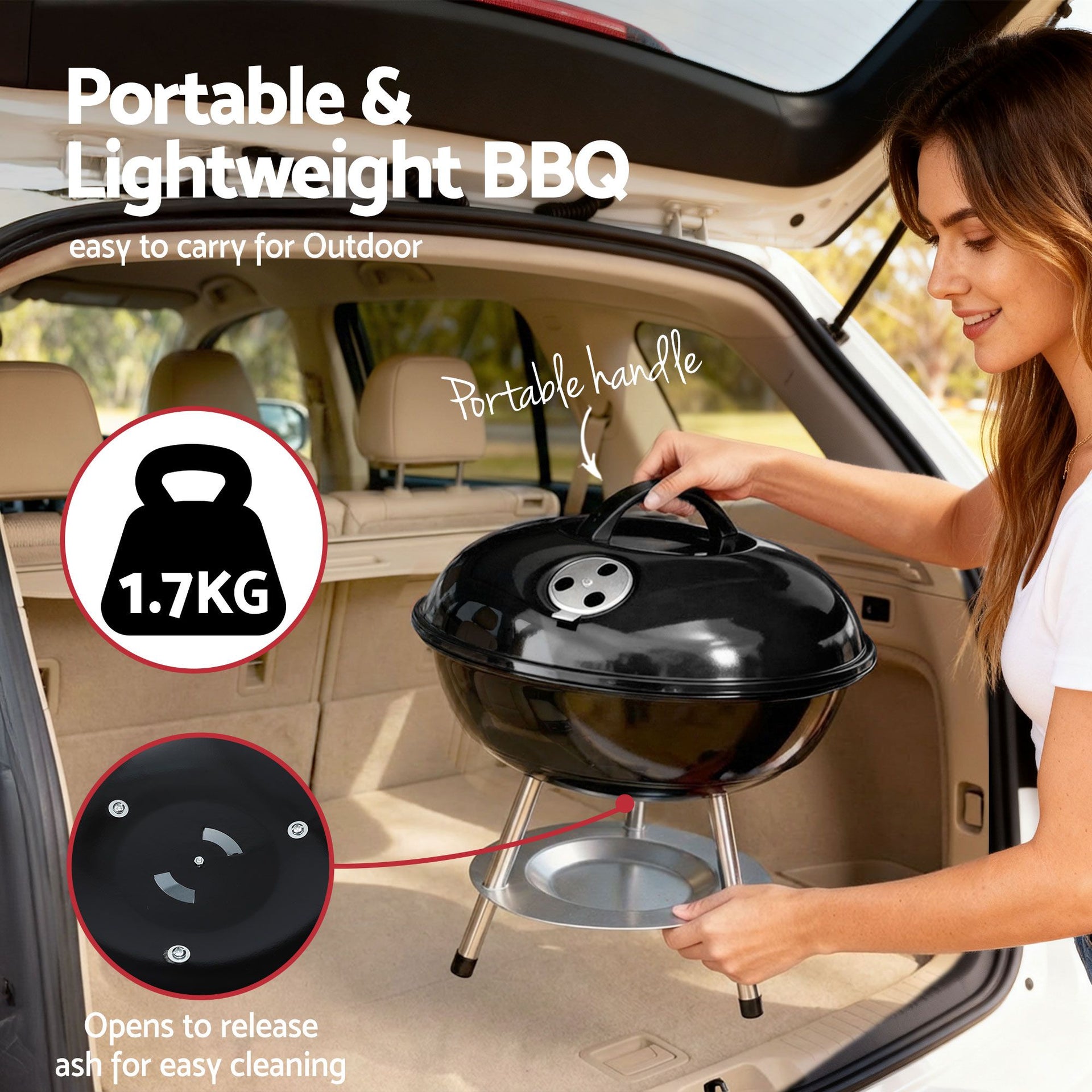 Grillz Charcoal BBQ Grill Portable with Lid for Camping Outdoor Awezingly