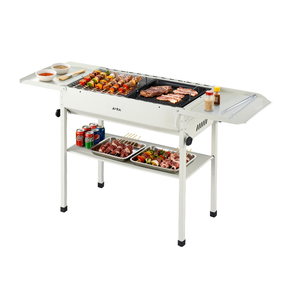 Grillz Portable BBQ Grill w/ Stainless Steel Racks & Pans for Outdoor Awezingly