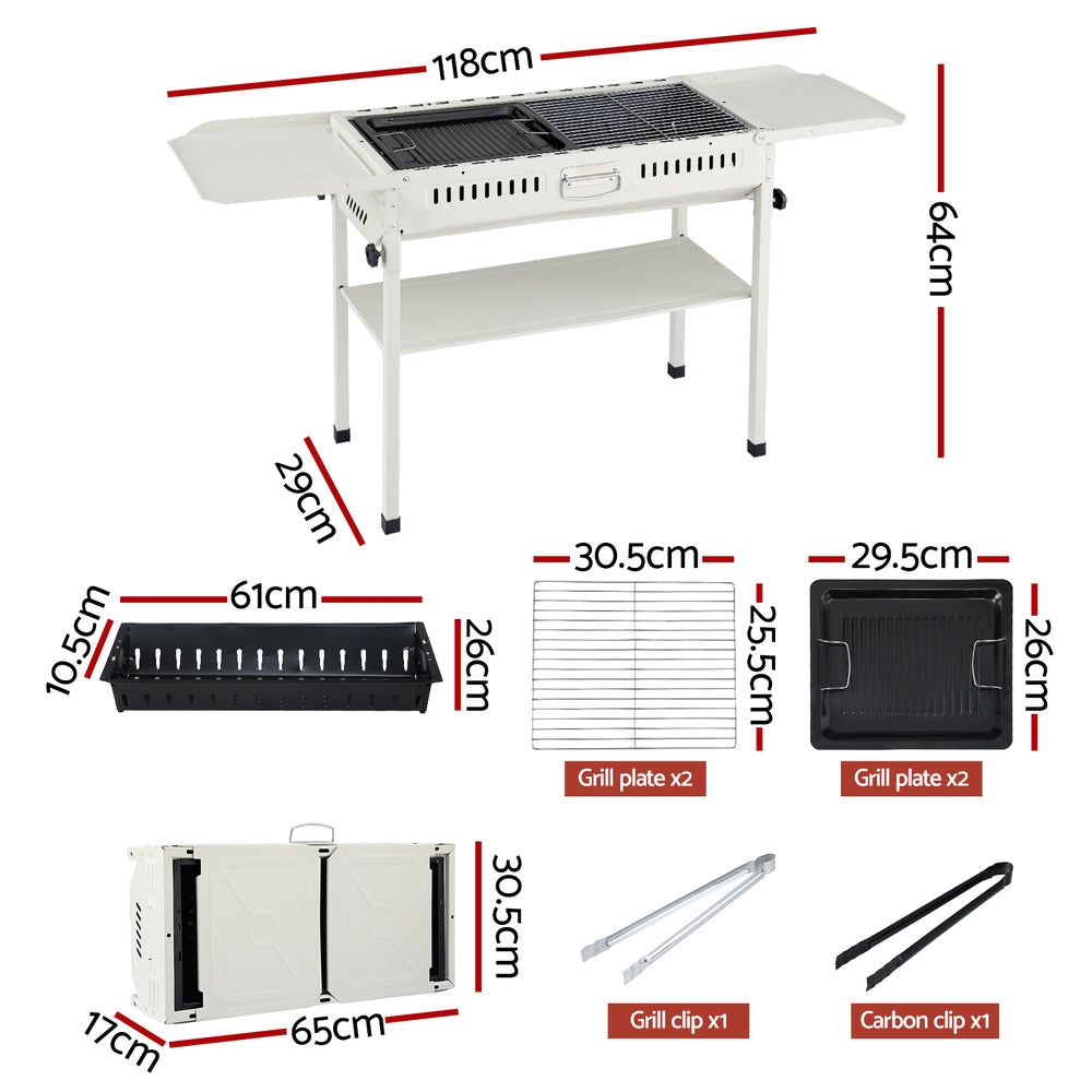 Grillz Portable BBQ Grill w/ Stainless Steel Racks & Pans for Outdoor Awezingly