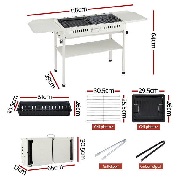 Grillz Portable BBQ Grill w/ Stainless Steel Racks & Pans for Outdoor Awezingly