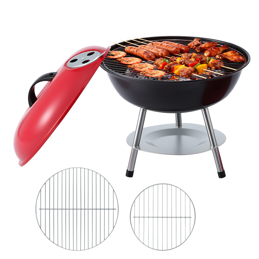 Grillz Charcoal BBQ Grill Portable with Lid for Camping Outdoor Awezingly
