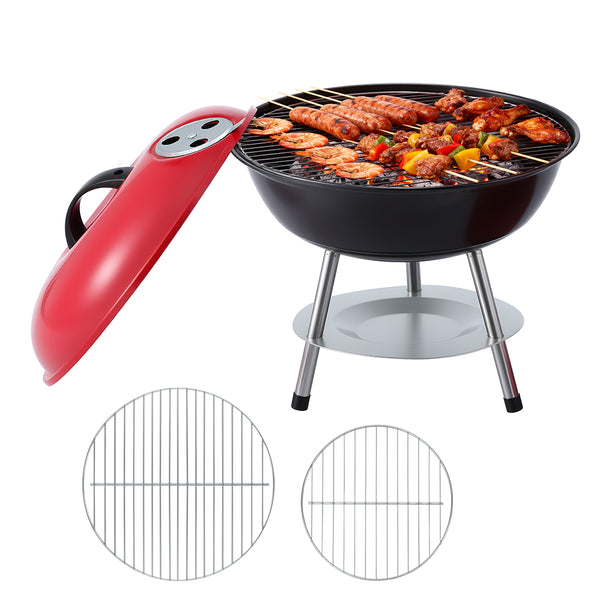 Grillz Charcoal BBQ Grill Portable with Lid for Camping Outdoor Awezingly