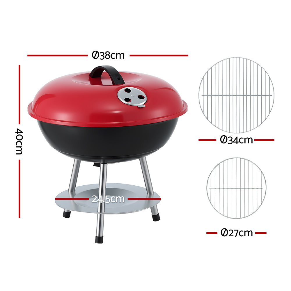 Grillz Charcoal BBQ Grill Portable with Lid for Camping Outdoor Awezingly