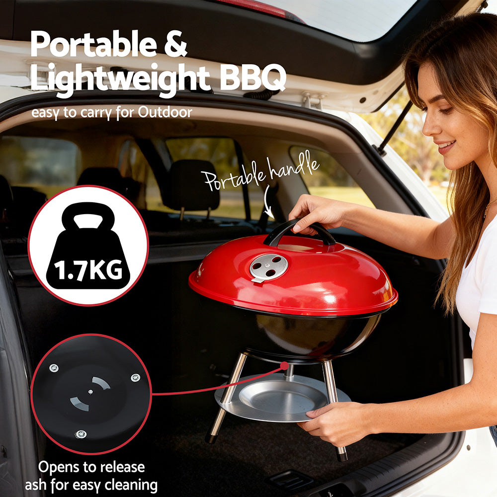 Grillz Charcoal BBQ Grill Portable with Lid for Camping Outdoor Awezingly