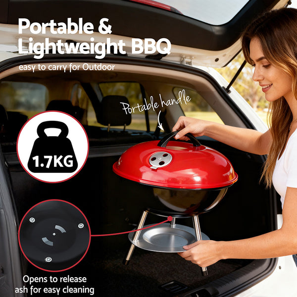 Grillz Charcoal BBQ Grill Portable with Lid for Camping Outdoor Awezingly