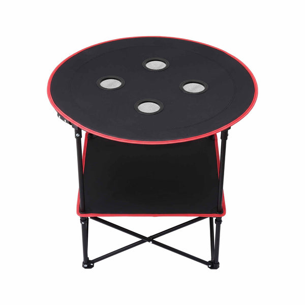 Weisshorn Folding Camping Table with 4 Cup Holders Metal Oxford 73CM Black Weisshorn