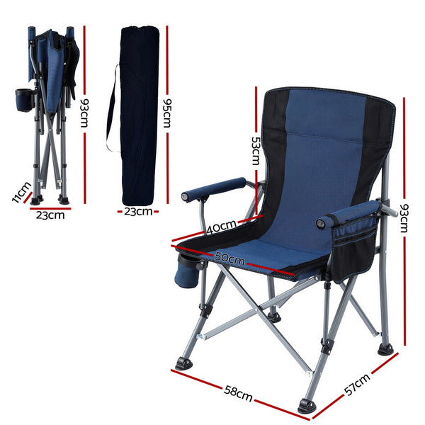 Weisshorn Camping Chair Folding Outdoor Portable Seat Lightweight Beach Picnic Fishing Capacity 120KG Navy Blue Awezingly