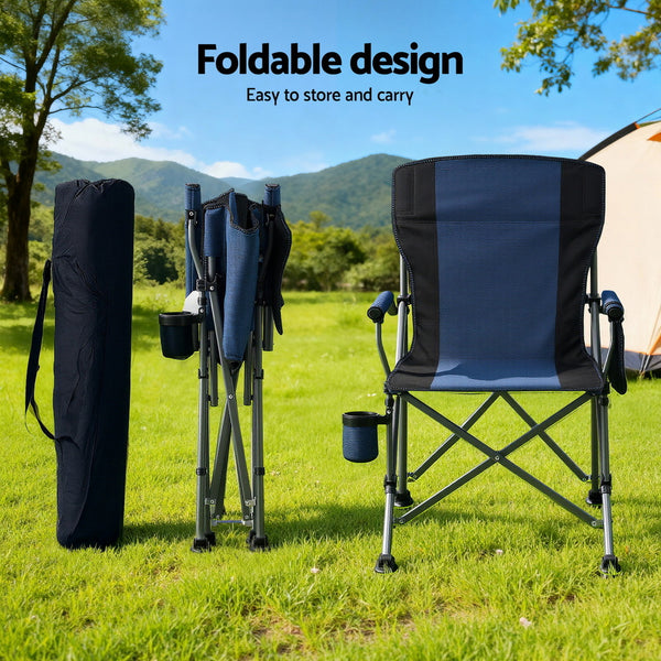 Weisshorn Camping Chair Folding Outdoor Portable Seat Lightweight Beach Picnic Fishing Capacity 120KG Navy Blue Awezingly