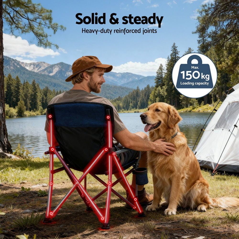 Weisshorn Camping Chair Folding Outdoor Portable Seat Lightweight Beach Picnic Fishing Capacity 120KG Navy Blue Awezingly