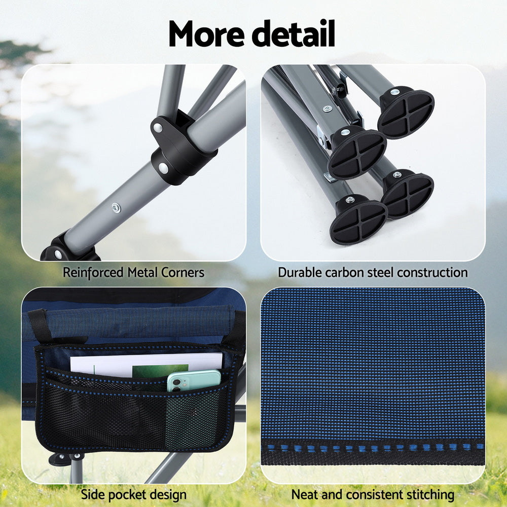 Weisshorn Camping Chair Folding Outdoor Portable Seat Lightweight Beach Picnic Fishing Capacity 120KG Navy Blue Awezingly