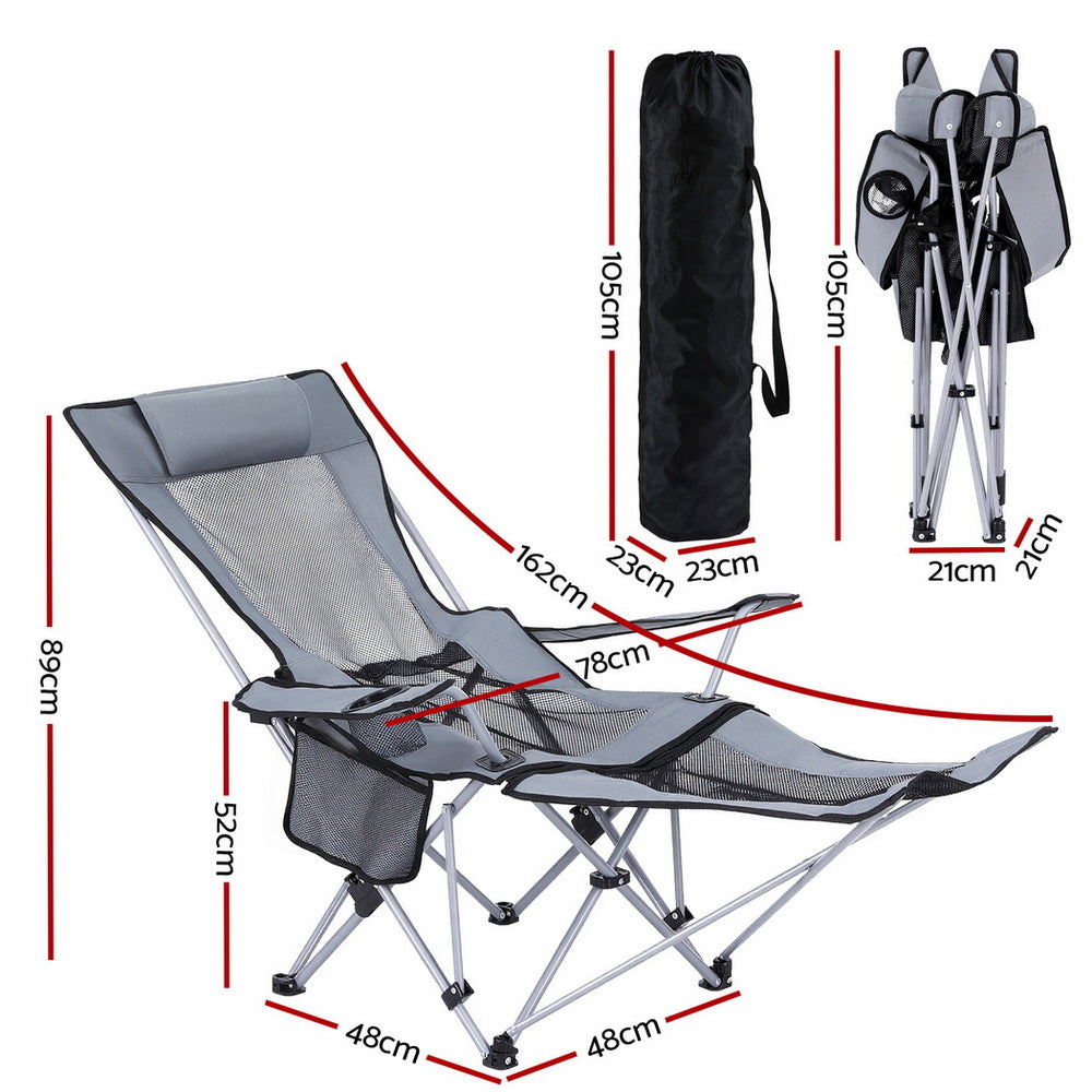 Weisshorn Camping Chair Adjustable Reclining Portable Outdoor Folding Chair Grey Awezingly