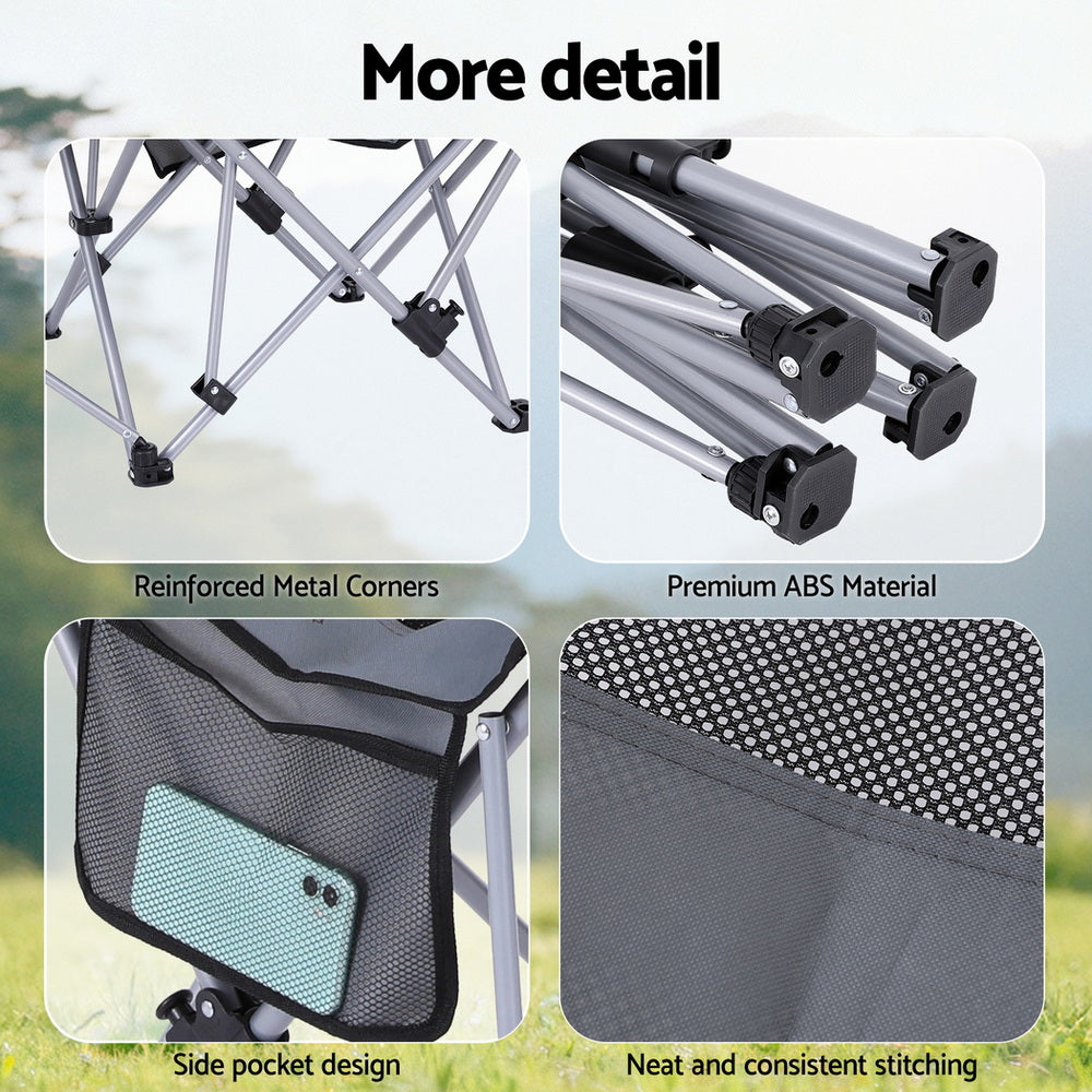 Weisshorn Camping Chair Adjustable Reclining Portable Outdoor Folding Chair Grey Awezingly