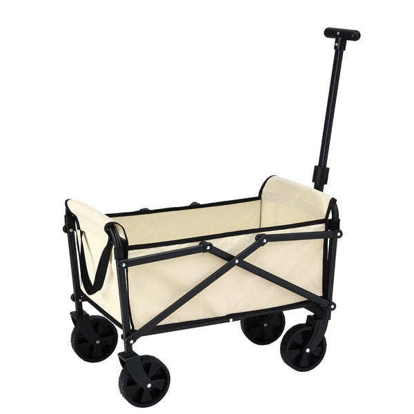 Gardeon Garden Cart Folding Trolley Camping Wagon Barrow Outdoor Beach Beige Awezingly