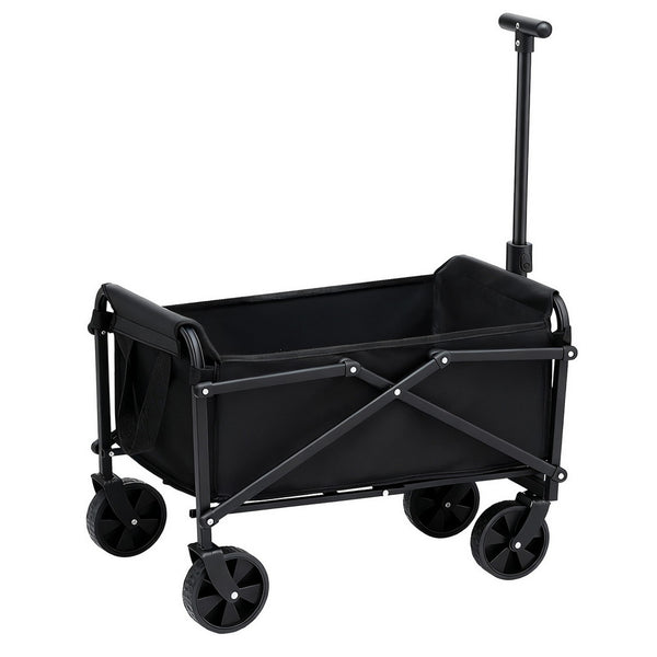 Gardeon Garden Cart Folding Trolley Camping Wagon Barrow Outdoor Beach Black Gardeon