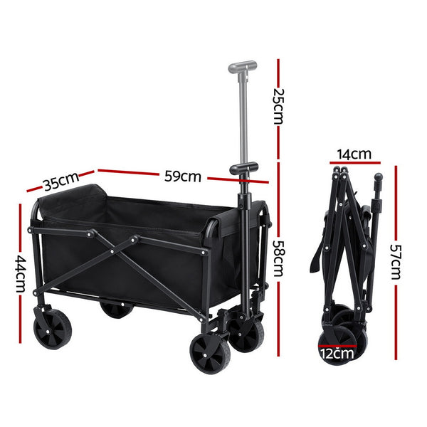 Gardeon Garden Cart Folding Trolley Camping Wagon Barrow Outdoor Beach Black Gardeon