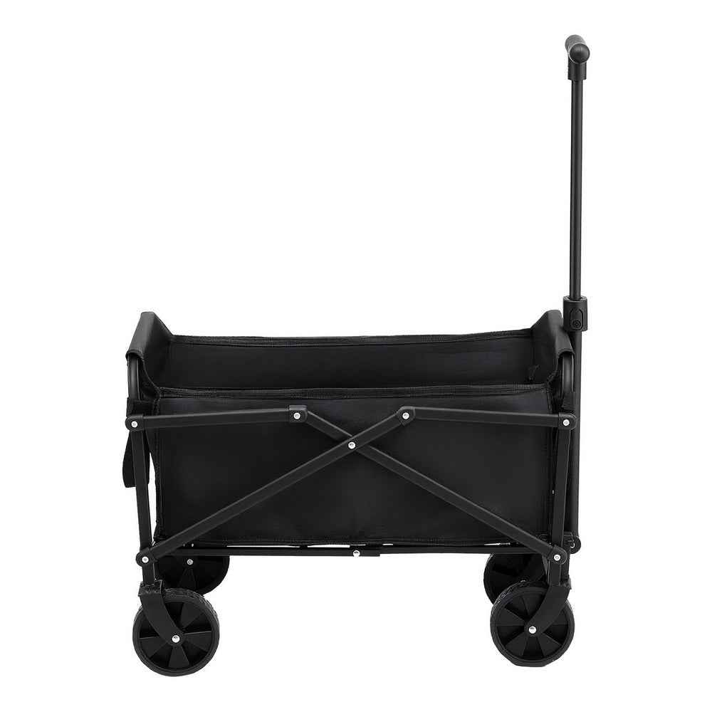 Gardeon Garden Cart Folding Trolley Camping Wagon Barrow Outdoor Beach Black Gardeon