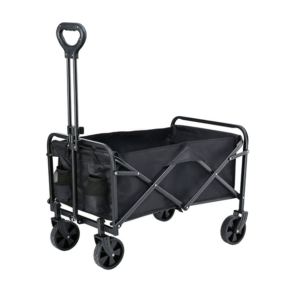 Gardeon Garden Cart Folding Trolley Camping Wagon Barrow Outdoor Beach Black Awezingly