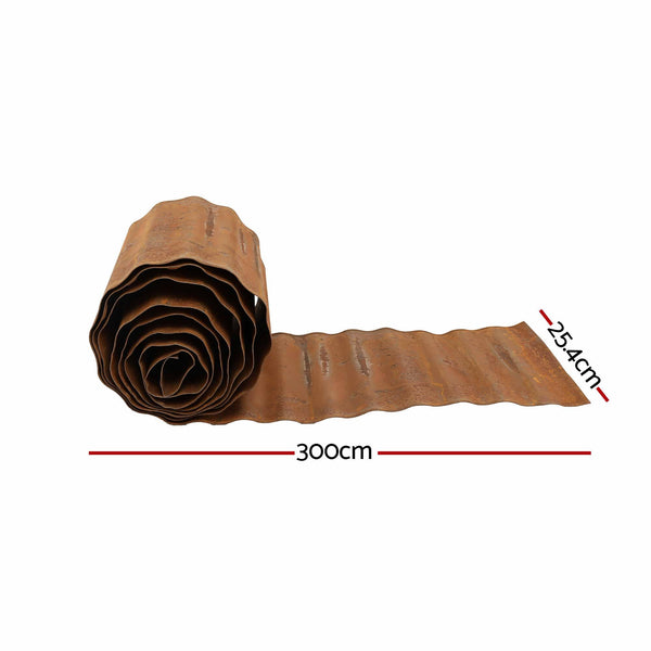 Green Fingers Garden Edging 10ft Metal Flexible Garden Border Corrugated Steel Lawn Edging Rust Awezingly