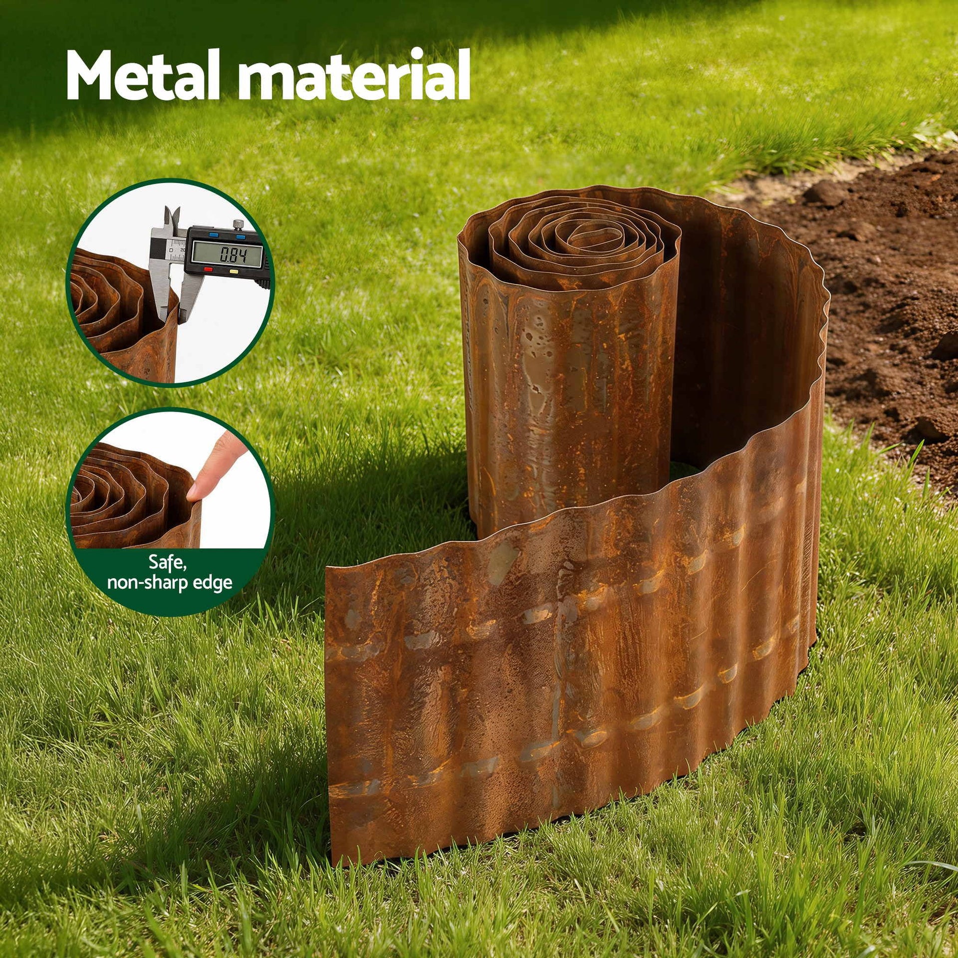 Green Fingers Garden Edging 10ft Metal Flexible Garden Border Corrugated Steel Lawn Edging Rust Awezingly