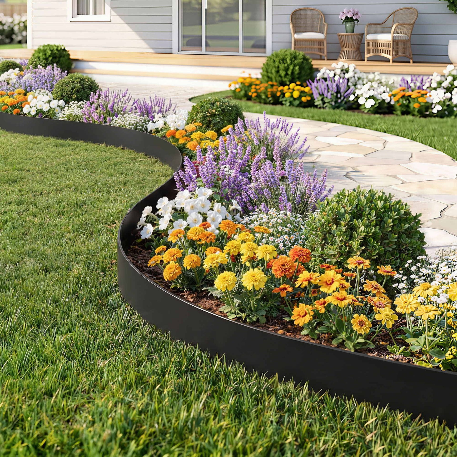 Green Fingers Garden Edging 60ft 30pcs Flexible Garden Border Plastic Lawn Edging Black Awezingly