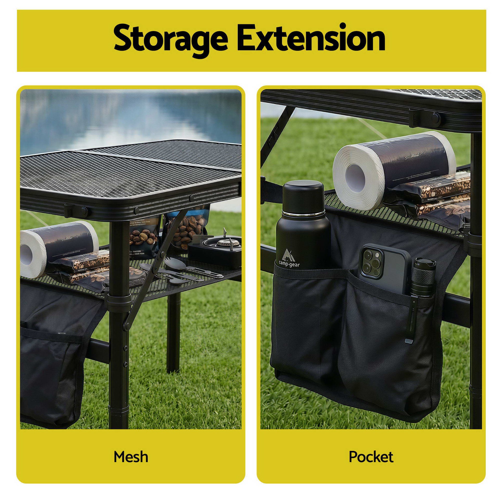 Gardeon BBQ Camp Table, 60*40*56 Portable Foldable Lightweight Grill Outdoor Metal Table 2.5kg Awezingly