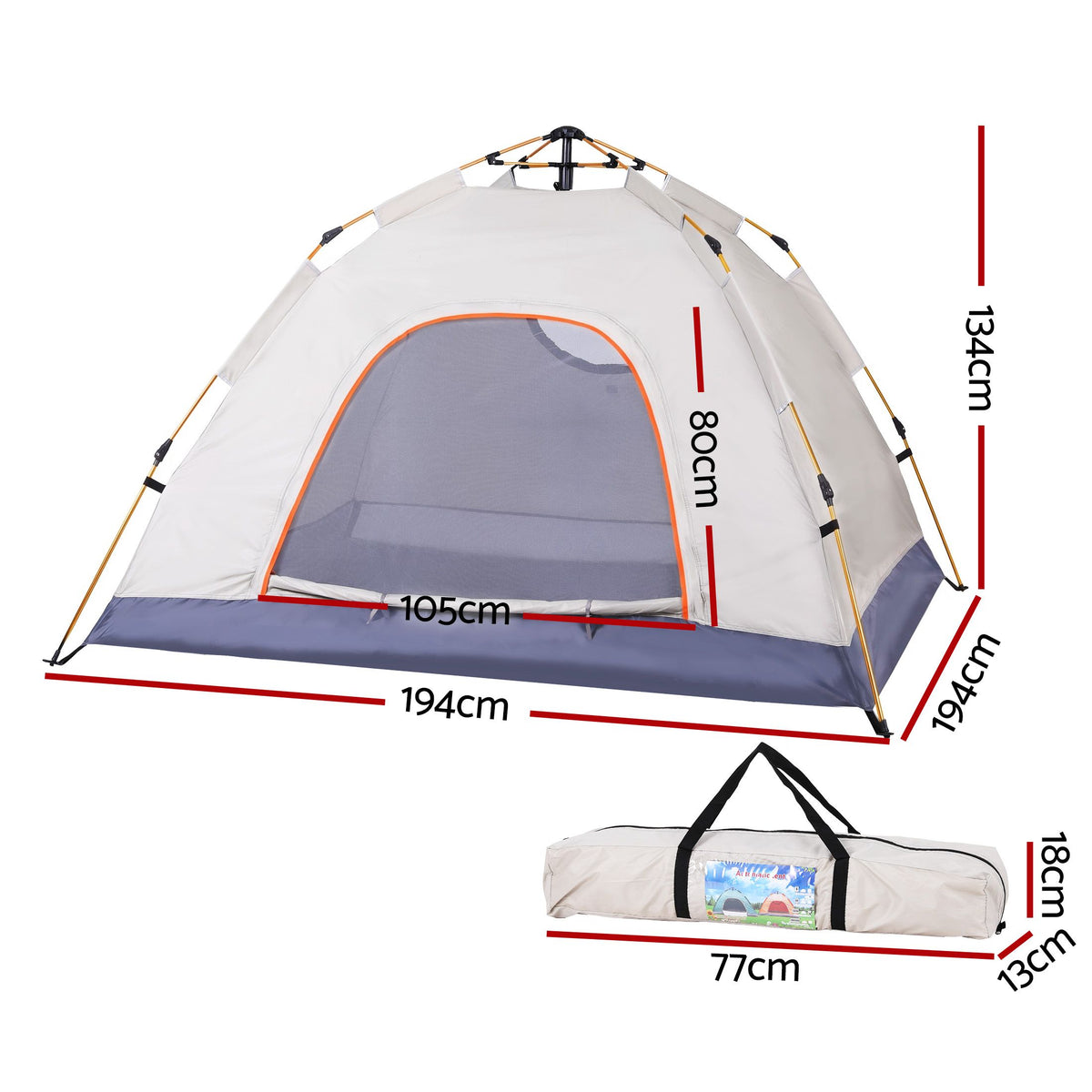 Weisshorn Camping Tent Instant Tent Pop up 2 Person Outdoor Hiking Tents Hiking Beige Weisshorn