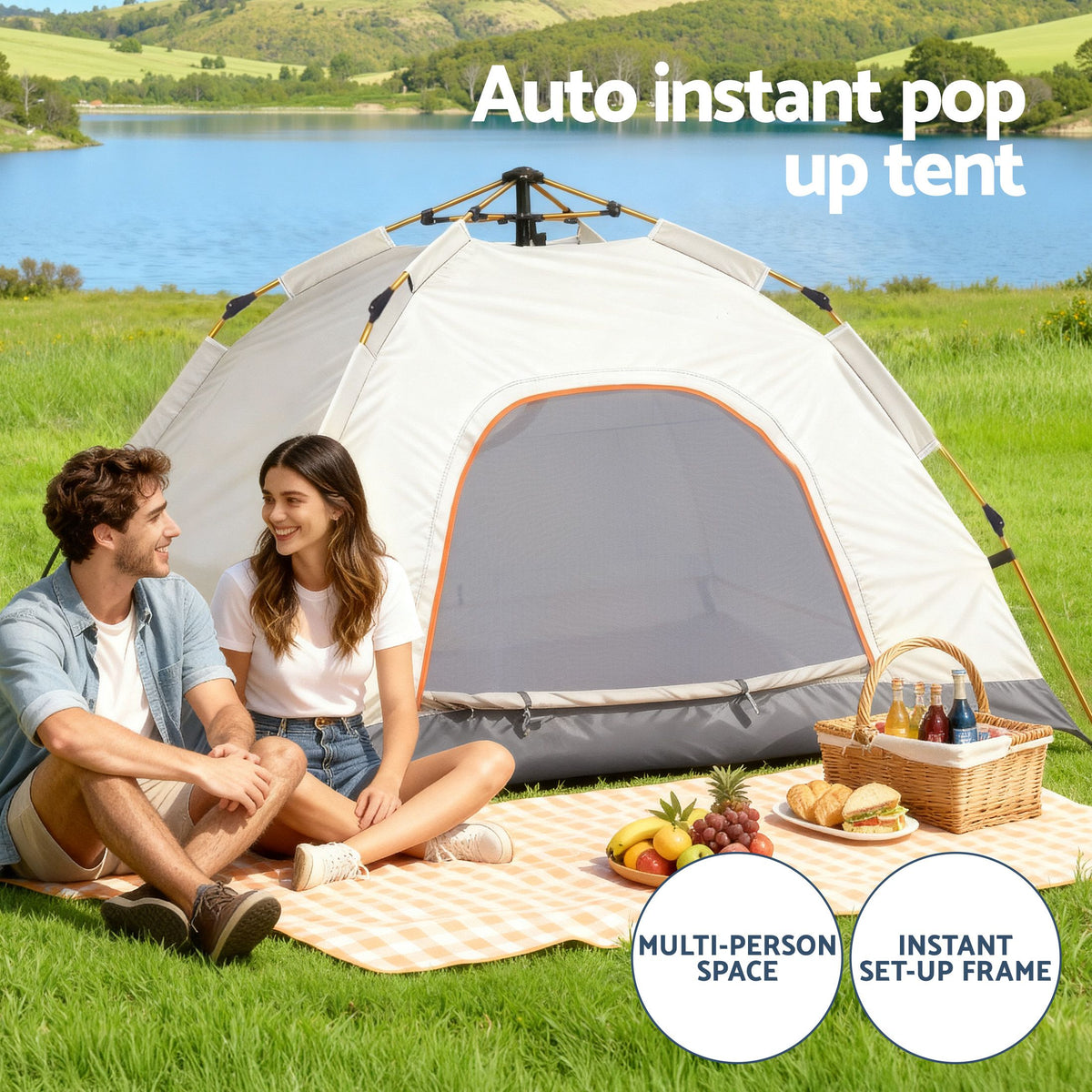 Weisshorn Camping Tent Instant Tent Pop up 2 Person Outdoor Hiking Tents Hiking Beige Weisshorn
