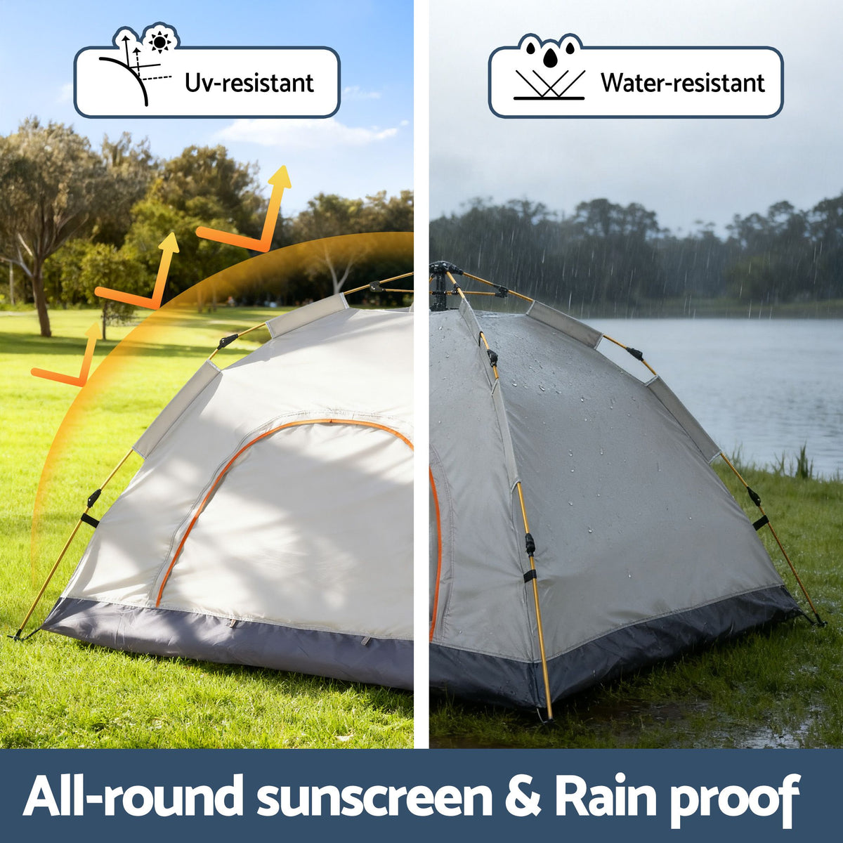 Weisshorn Camping Tent Instant Tent Pop up 2 Person Outdoor Hiking Tents Hiking Beige Weisshorn