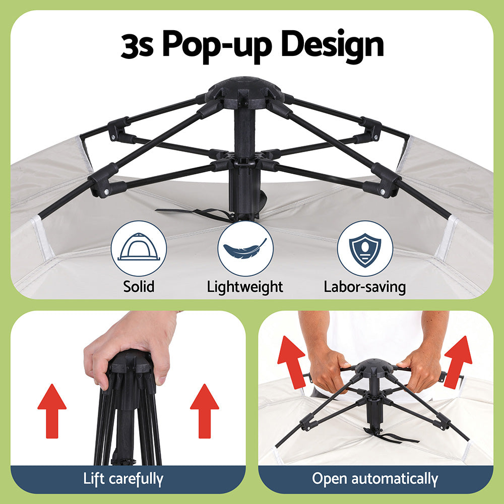 Weisshorn Camping Tent Instant Tent Pop up 2 Person Outdoor Hiking Tents Hiking Beige Awezingly