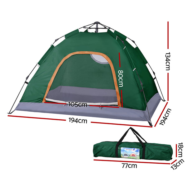 Weisshorn Camping Tent Instant Tent Pop up 2 Person Outdoor Hiking Tents Hiking Green Awezingly