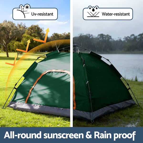 Weisshorn Camping Tent Instant Tent Pop up 2 Person Outdoor Hiking Tents Hiking Green Awezingly