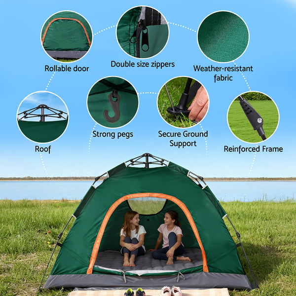 Weisshorn Camping Tent Instant Tent Pop up 2 Person Outdoor Hiking Tents Hiking Green Awezingly