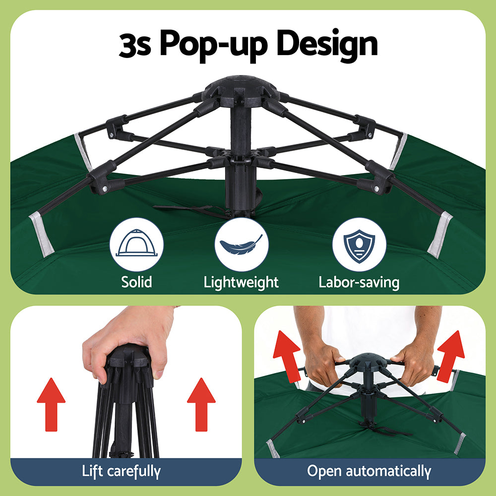 Weisshorn Camping Tent Instant Tent Pop up 2 Person Outdoor Hiking Tents Hiking Green Awezingly