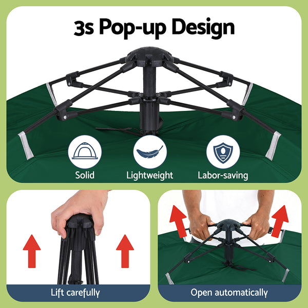 Weisshorn Camping Tent Instant Tent Pop up 2 Person Outdoor Hiking Tents Hiking Green Awezingly