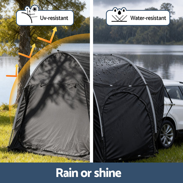 Weisshorn Camping Tent Car SUV Rear Hatchback Tents Canopy Portable Outdoor Family Black Awezingly
